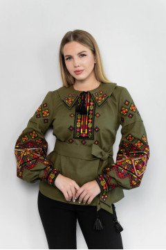 Вишиванка «Карпатська» кольору хакі