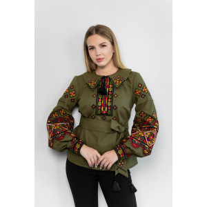 Вишиванка «Карпатська» кольору хакі