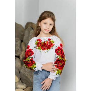 Вишиванка для дівчинки «Руженя» білого кольору