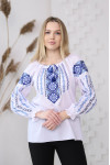 Вишиванка «Ганна» білого кольору з синьо-блакитним орнаментом
