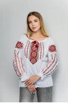 Вишиванка «Ганна» білого кольору з червоним орнаментом
