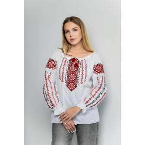 Вишиванка «Ганна» білого кольору з червоним орнаментом