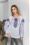 Вишиванка «Ганна» білого кольору з фіолетовим орнаментом