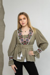 Вишиванка «Офелія» кольору хакі