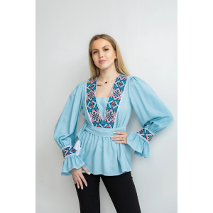 Вишиванка «Офелія» темно-блакитного кольору