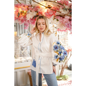 Вишиванка «Волошковий цвіт» молочного кольору