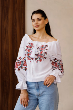 Embroidered "Elegance" white with cherry ornament