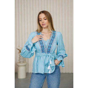 Вышиванка «Мерелін» темно-голубого цвета