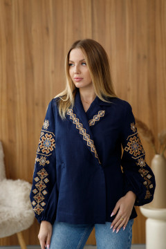 Вишиванка «Візерина» темно-синього кольору