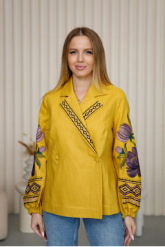 Вишиванка «Півонія» гірчичного кольору