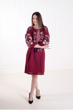 Вишита сукня «Меланія» вишневого кольору