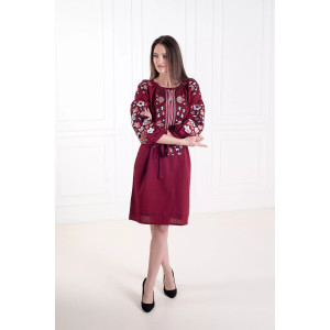 Вишита сукня «Меланія» вишневого кольору