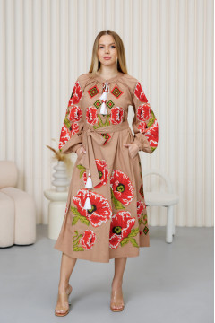 Вишита сукня «Пристрасть» кольору мокко