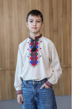 Вишиванка для хлопчика «Суверенітет» меланжевого кольору