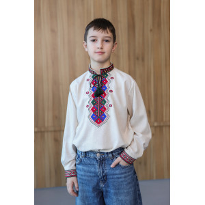 Вышиванка для мальчика «Суверенітет» меланжевого цвета