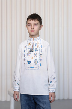 Вишиванка для хлопчика «Живослав» молочного кольору