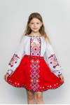 Вишитий костюм для дівчинки «Барвисте диво» біло-червоного кольору