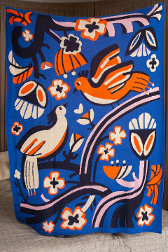 Плед «Птахи» синего цвета, 130х170 см