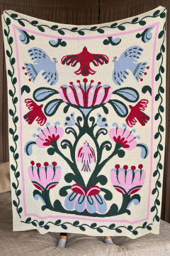 Плед «Світове дерево» молочного цвета, 130х170 см