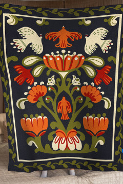 Плед «Світове дерево» черного цвета, 130х170 см