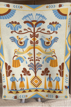 Плед «Дерево роду» молочного кольору, 130х170 см