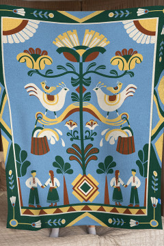 Плед «Дерево роду» блакитного кольору, 130х170 см