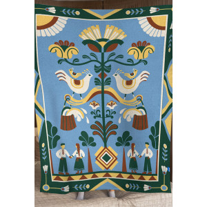 Плед «Дерево роду» блакитного кольору, 130х170 см