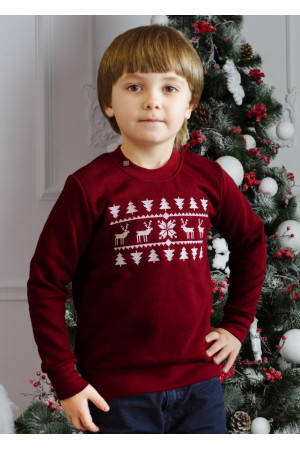 Свитшот для мальчика «Рождественский» бордового цвета