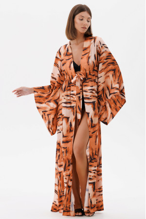 Халат «Зельда» бежевого цвета с тигровым принтом