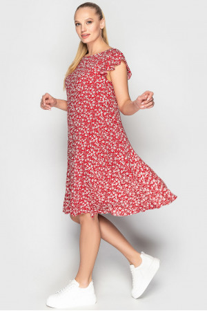 Платье «Лилас» красного цвета с цветочками