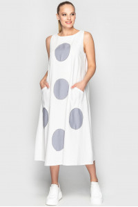 Платье «Ферн» бело-серого цвета