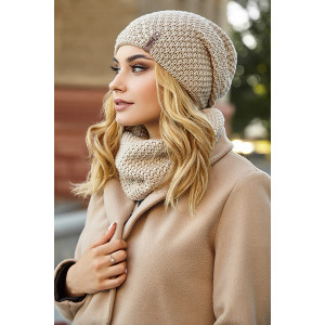 Комплект «Осирия» (шапка, хомут) цвета светлого кофе