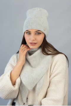 Комплект «Ажен» (шапка та косинка) сірого кольору