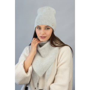 Комплект «Ажен» (шапка та косинка) сірого кольору