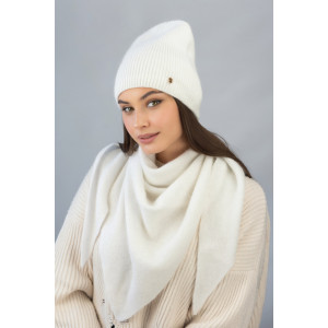 Комплект «Ажен» (шапка та косинка) білого кольору