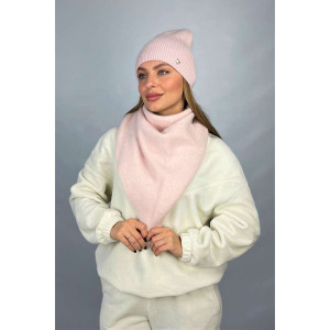 Комплект «Ажен» (шапка та косинка) кольору світлої пудри