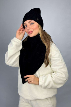 Комплект «Ажен» (шапка та косинка) чорного кольору