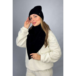 Комплект «Ажен» (шапка и косынка) черного цвета.