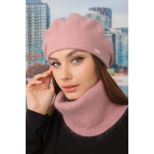 "Christina" set (beret and buff) in dark powder color