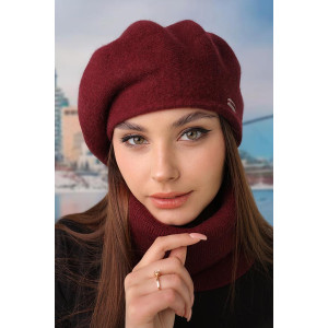 "Christina" set (beret and buff) burgundy