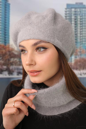 "Christina" set (beret and buff) gray