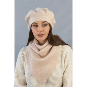 Комплект «Кристина» (берет та косинка) кольору темної пудри