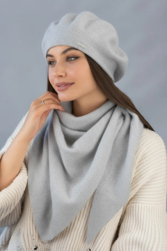 Комплект «Кристина» (берет и косынка) светло-серого цвета