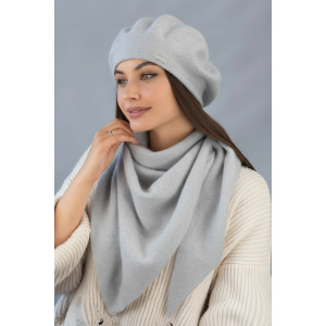 Комплект «Кристина» (берет та косинка) світло-сірого кольору