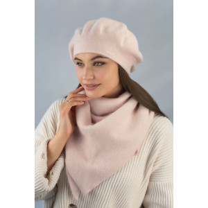 Комплект «Кристина» (берет та косинка) кольору світлої пудри