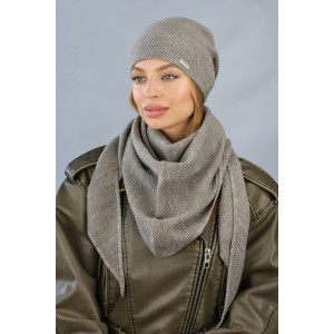 Комплект «Мілена» (шапка, косинка) кольору темної кави