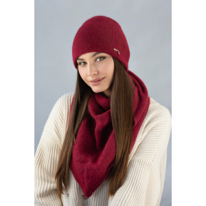 Комплект «Кьяра» (шапка та косинка) бордового кольору