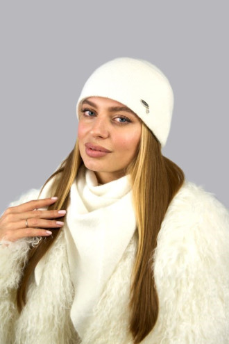 Комплект «Кьяра» (шапка та косинка) білого кольору