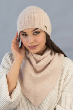 Комплект «Кьяра» (шапка та косинка) кремового кольору