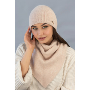 Комплект «Кьяра» (шапка и косынка) кремового цвета